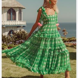 Sundress brand maxi dress, green & pink Size XS/S